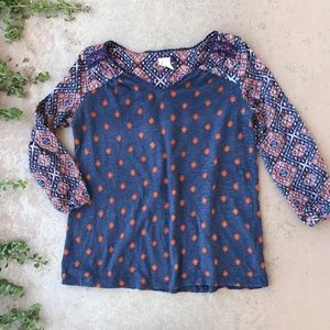 Anthropologie Akemi + Kin Blue Cotton Top